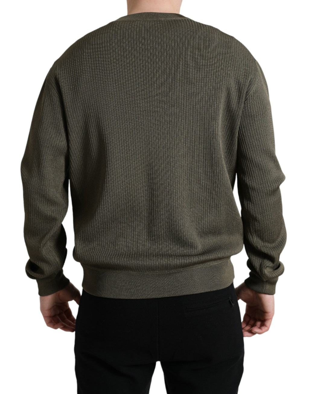 Dolce &amp; Gabbana Eleganter grüner Pullover mit Rundhalsausschnitt