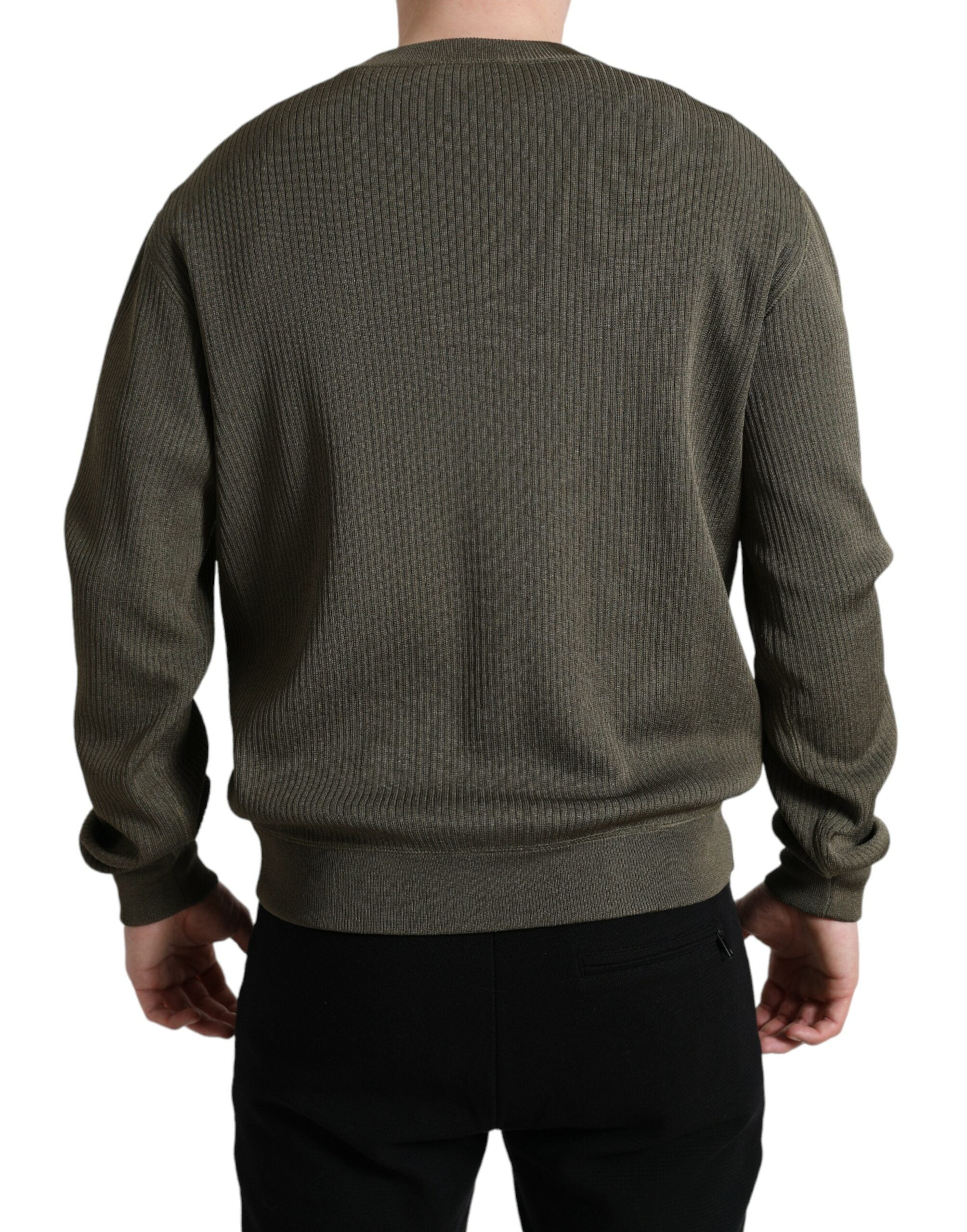 Dolce &amp; Gabbana Eleganter grüner Pullover mit Rundhalsausschnitt