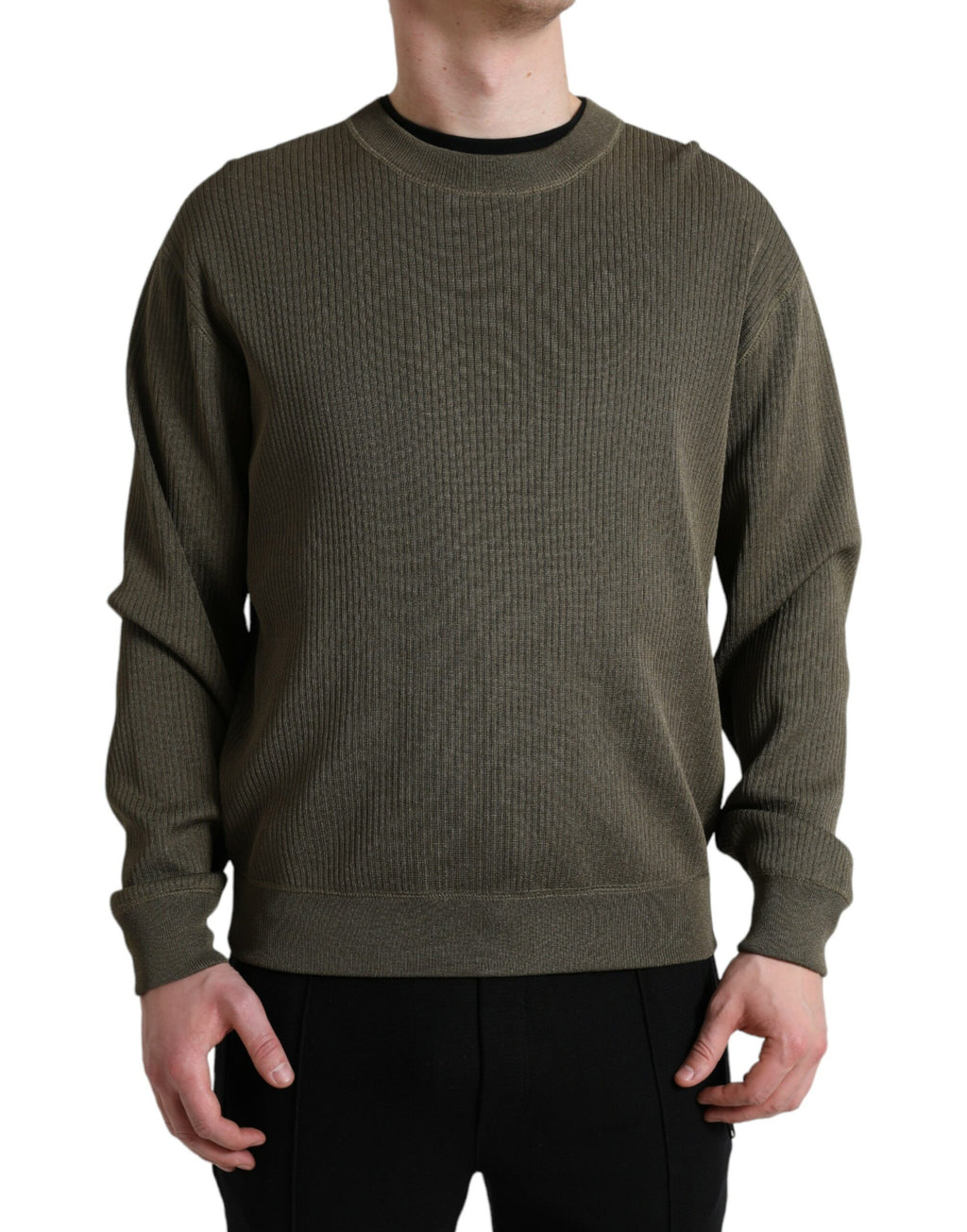 Dolce &amp; Gabbana Eleganter grüner Pullover mit Rundhalsausschnitt