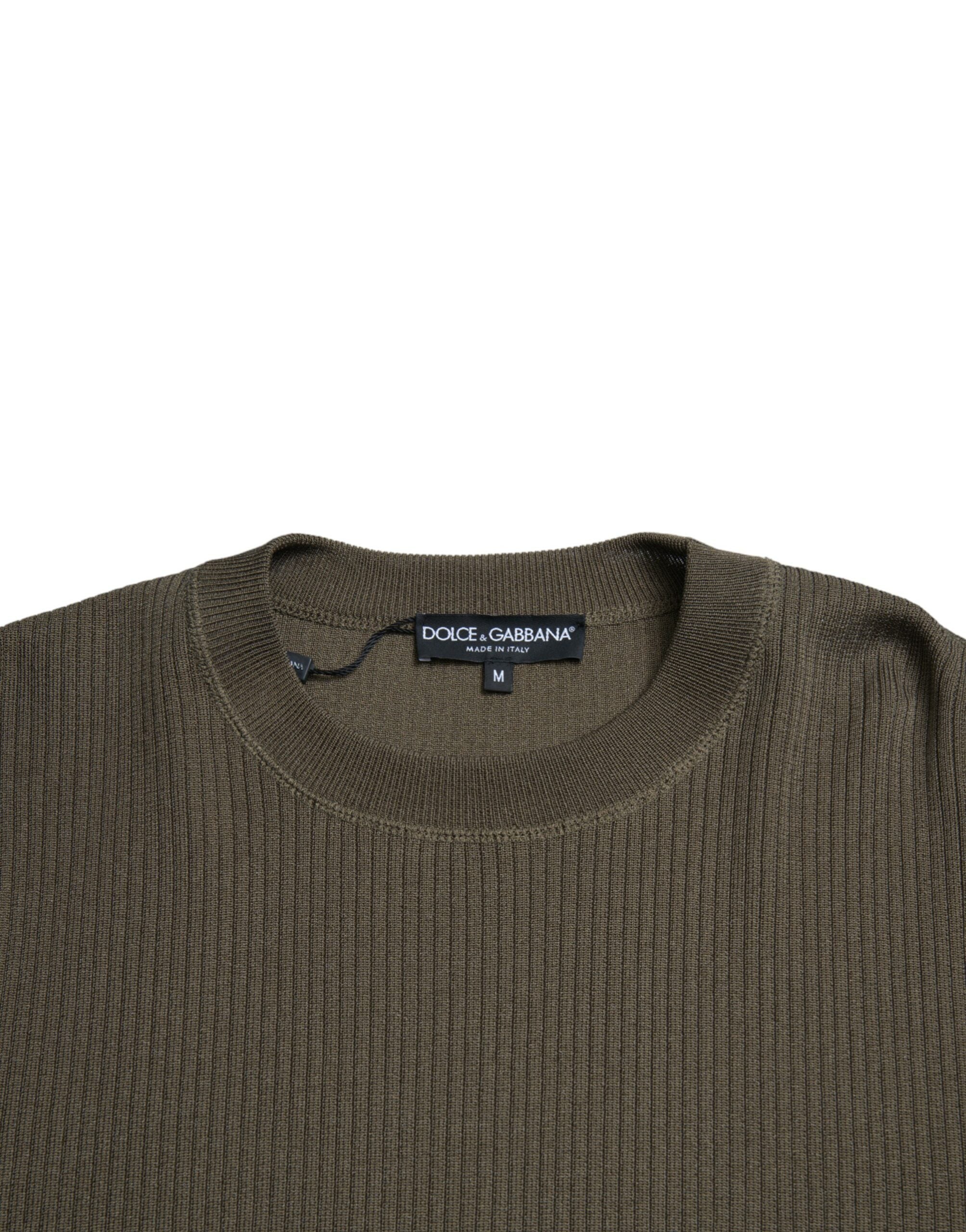 Dolce &amp; Gabbana Eleganter grüner Pullover mit Rundhalsausschnitt