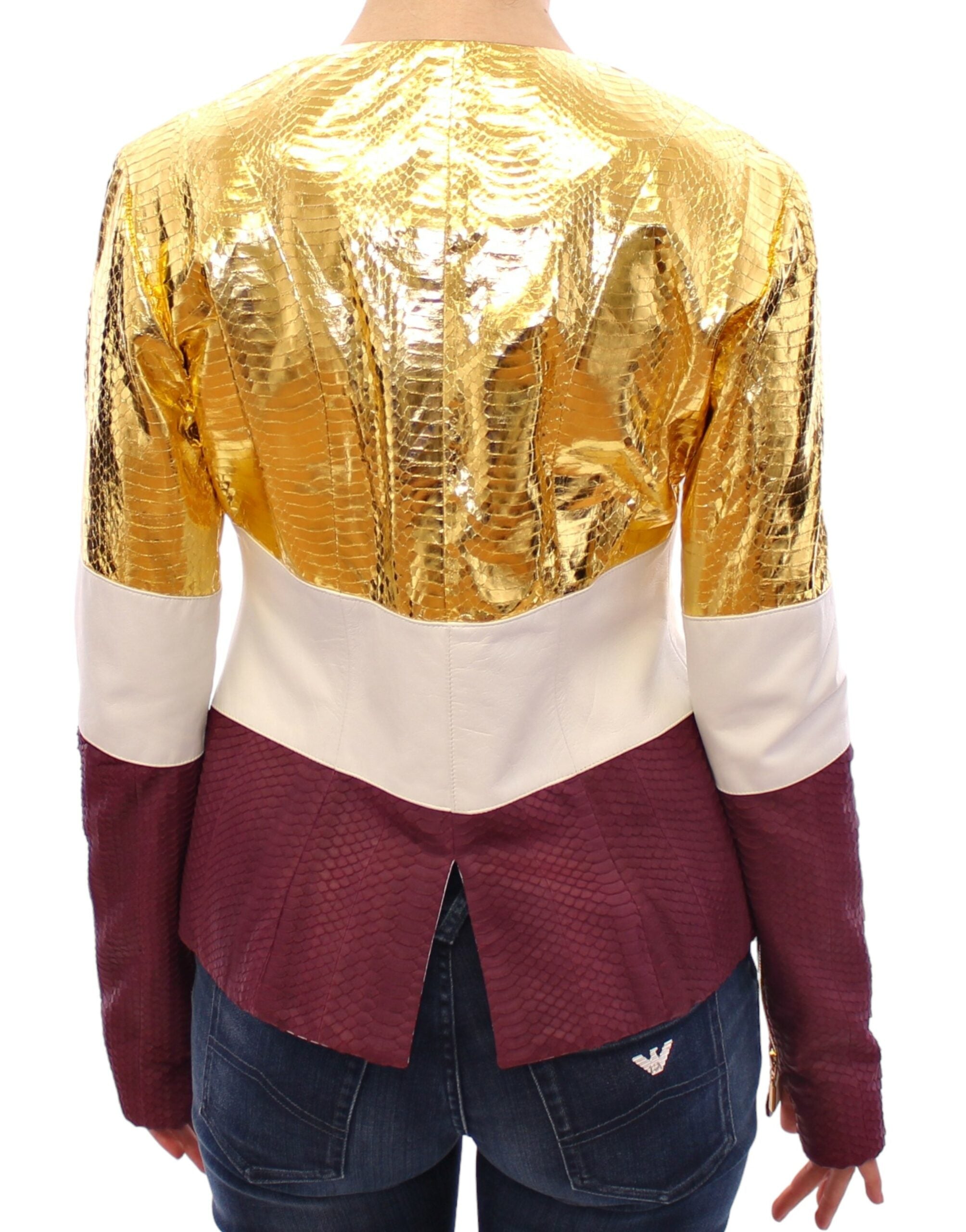 Vladimiro Gioia Elegante Lederjacke mit Metallic-Kroko-Print