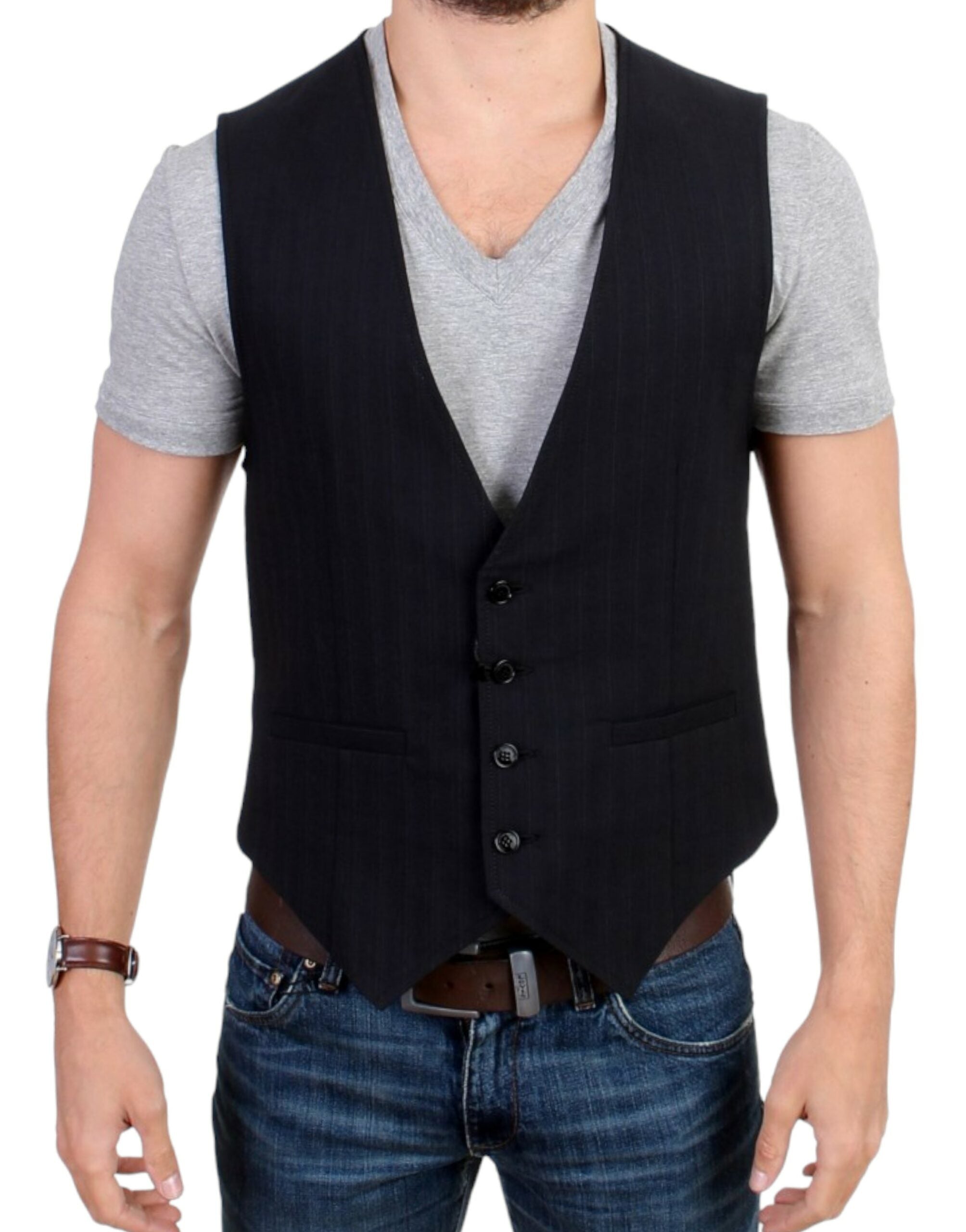 Costume National Elegante, gestreifte Freizeitweste – Baumwollmischung