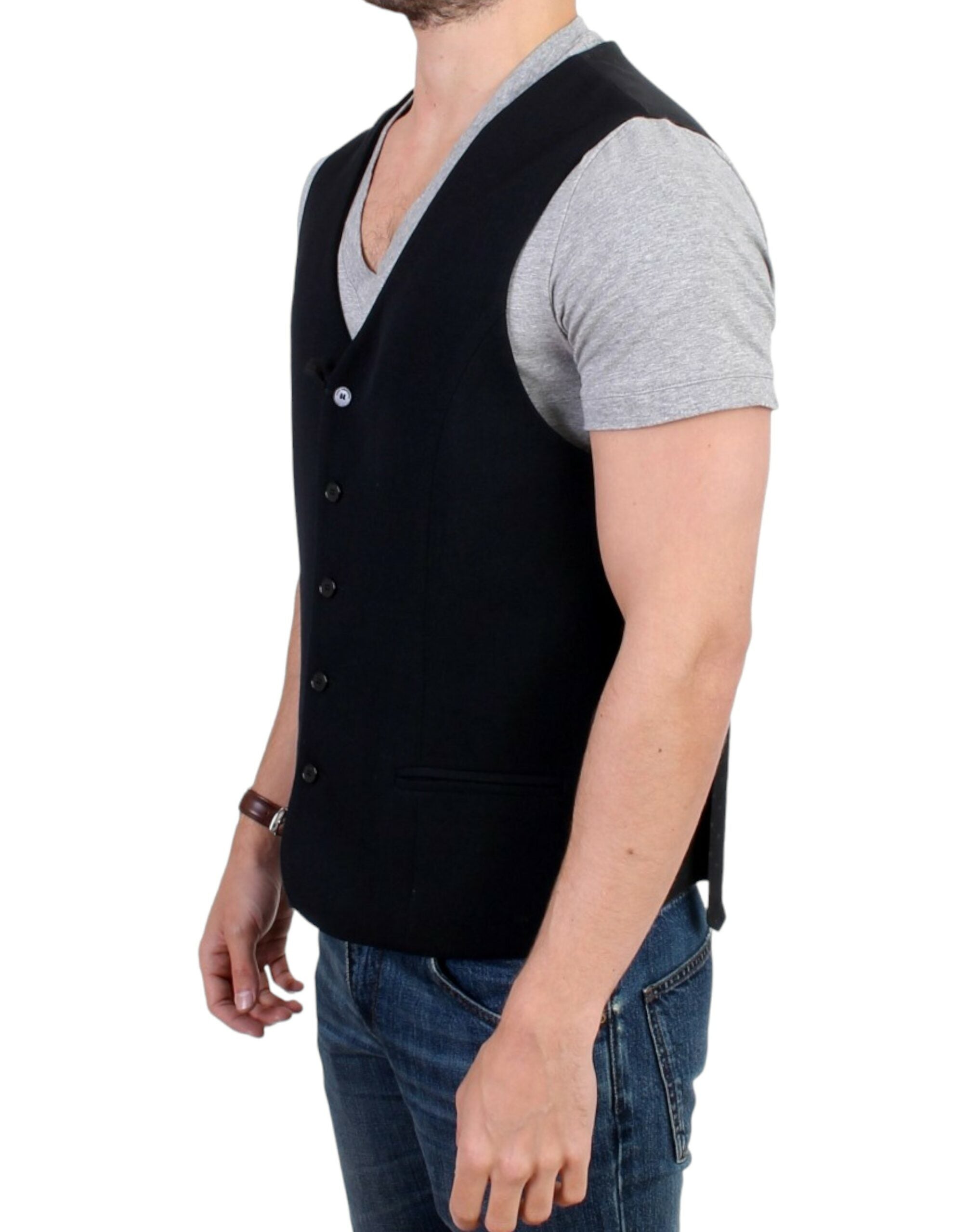 Costume National Elegante Freizeitweste aus schwarzer Wollmischung