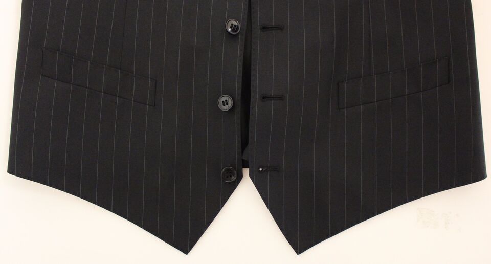 Dolce &amp; Gabbana Schicke Weste aus schwarz gestreifter Wolle und Seide