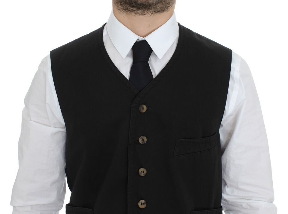 Dolce &amp; Gabbana Elegante schwarze Weste aus Baumwollmischung
