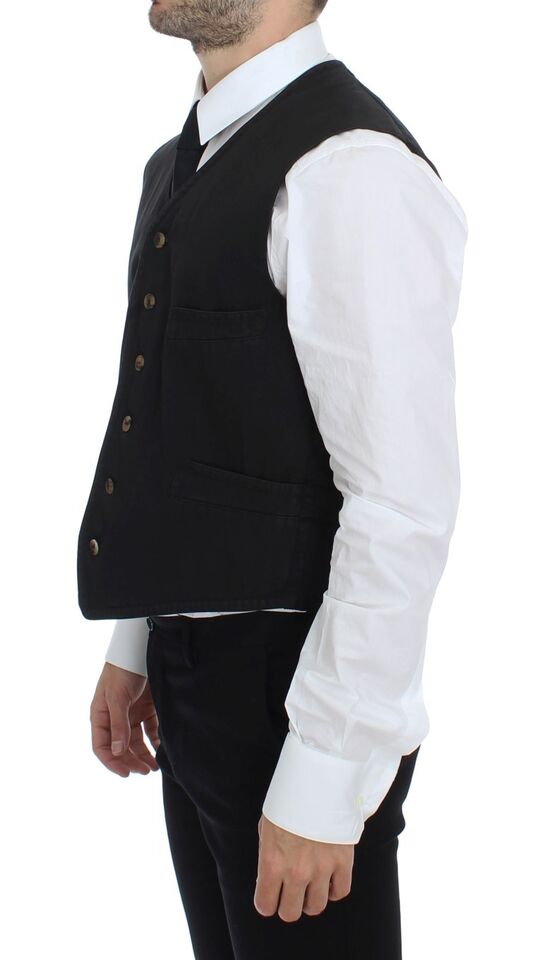Dolce &amp; Gabbana Elegante schwarze Weste aus Baumwollmischung