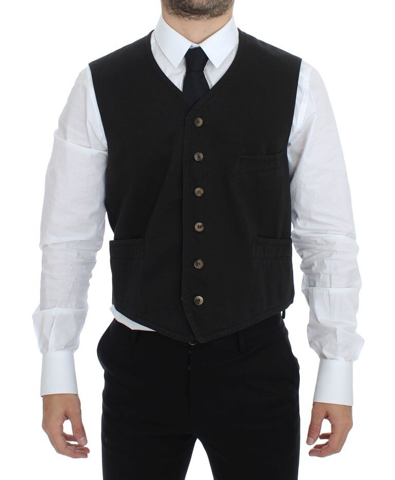Dolce &amp; Gabbana Elegante schwarze Weste aus Baumwollmischung