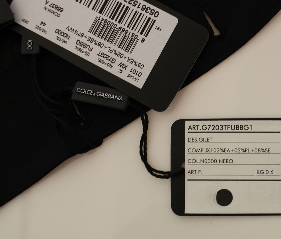 Dolce &amp; Gabbana Elegante schwarze Weste aus Seide und Wolle