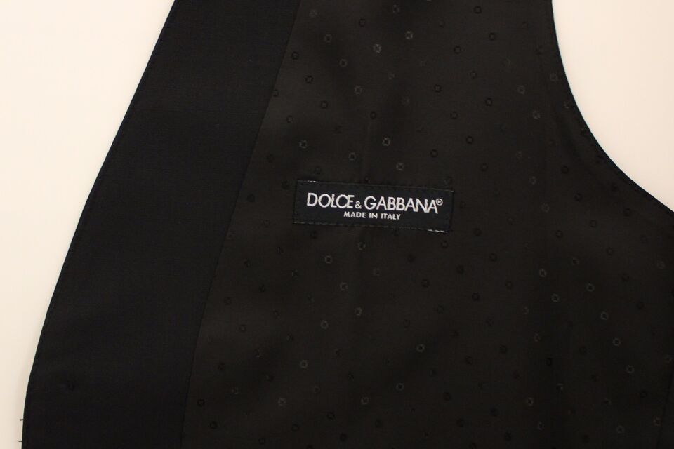 Dolce &amp; Gabbana Elegante schwarze Weste aus Seide und Wolle