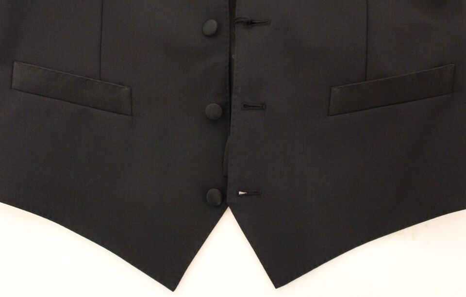 Dolce &amp; Gabbana Elegante schwarze Weste aus Seide und Wolle