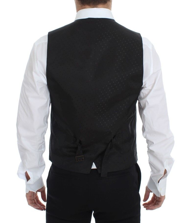 Dolce &amp; Gabbana Elegante schwarze Weste aus Seide und Wolle