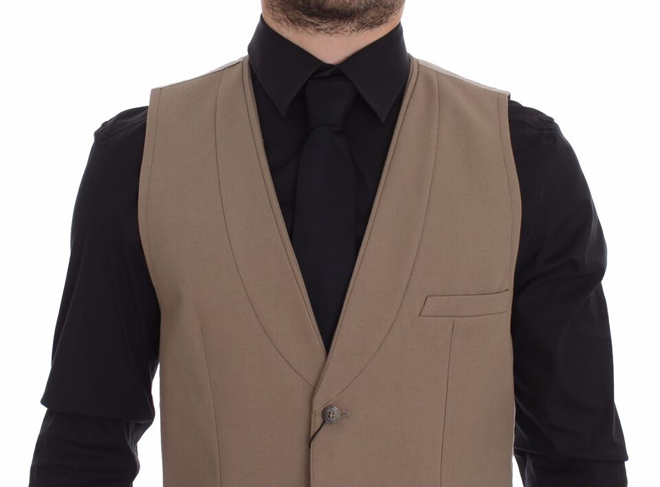Dolce &amp; Gabbana Elegante beige Baumwollweste – Slim Fit