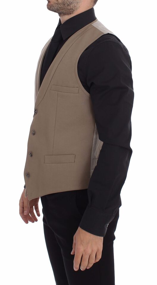 Dolce &amp; Gabbana Elegante beige Baumwollweste – Slim Fit