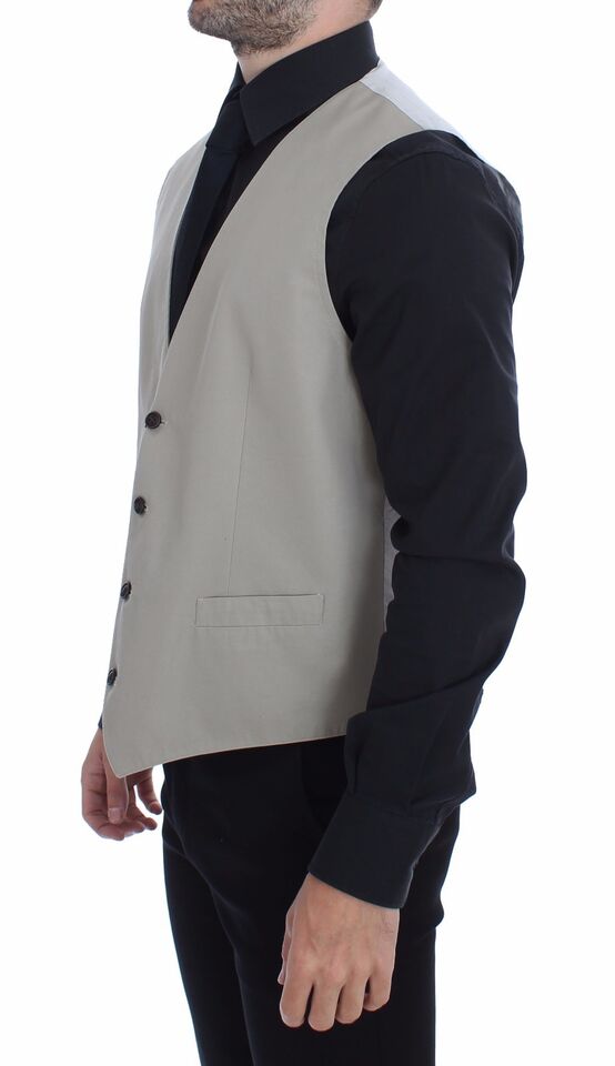 Dolce &amp; Gabbana Elegante beige Weste aus Baumwollseide