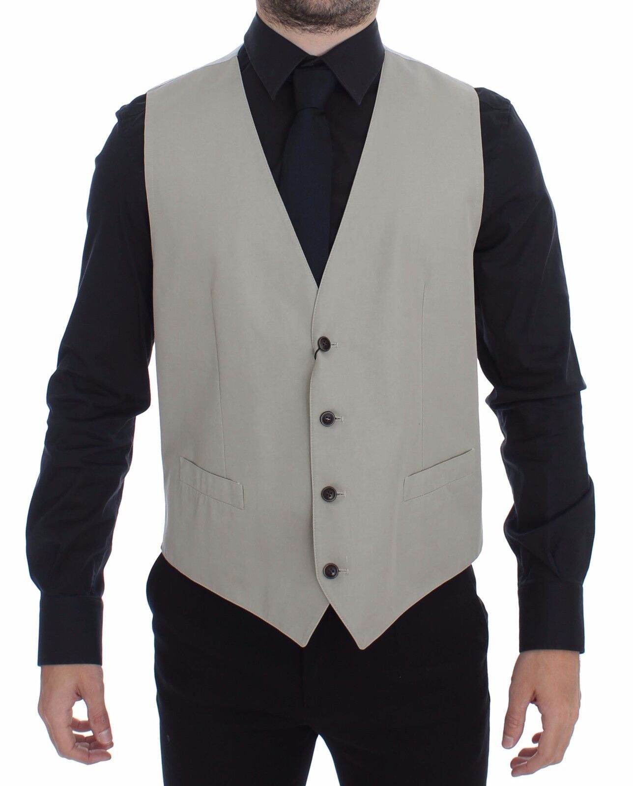 Dolce &amp; Gabbana Elegante beige Weste aus Baumwollseide