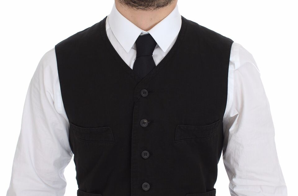 Dolce &amp; Gabbana Elegante schwarze Weste aus Baumwollmischung