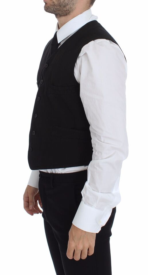 Dolce &amp; Gabbana Elegante schwarze Weste aus Baumwollmischung
