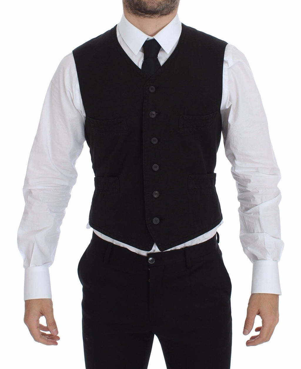 Dolce &amp; Gabbana Elegante schwarze Weste aus Baumwollmischung
