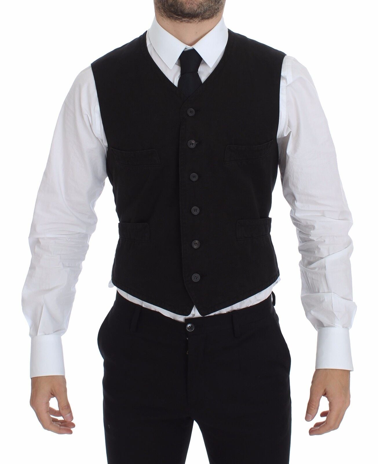 Dolce &amp; Gabbana Elegante schwarze Weste aus Baumwollmischung