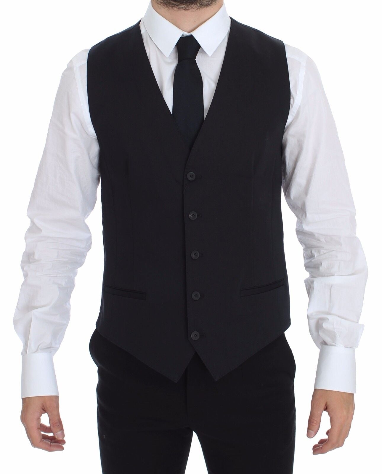 Dolce &amp; Gabbana Elegante blaue Weste aus Baumwollstretch