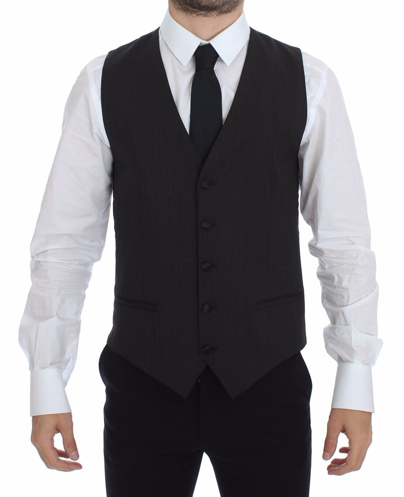 Dolce &amp; Gabbana Klassische Weste aus grauer Wollmischung