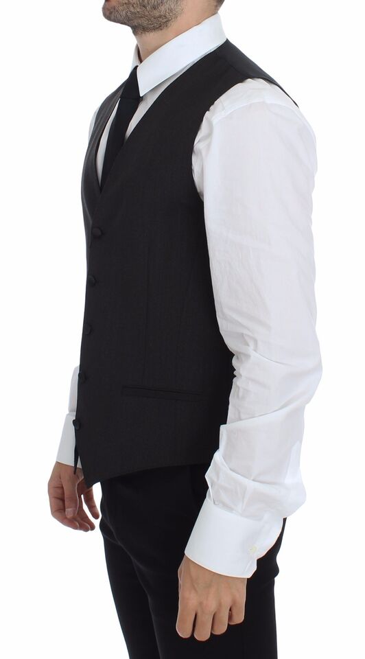 Dolce &amp; Gabbana Elegante graue Stretch-Weste aus Wolle