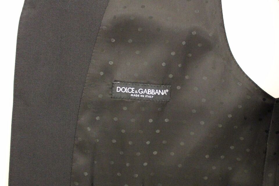 Dolce &amp; Gabbana Elegante schwarze Weste aus Wolle und Seide