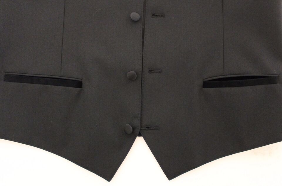Dolce &amp; Gabbana Elegante schwarze Weste aus Wolle und Seide