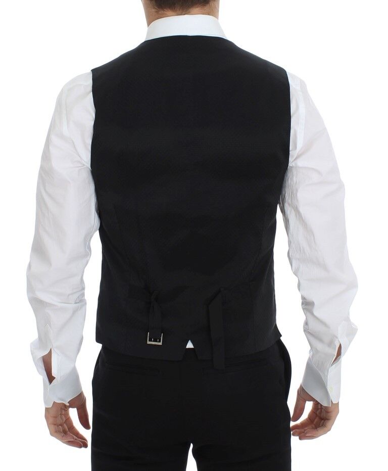 Dolce &amp; Gabbana Elegante schwarze Weste aus Wolle und Seide