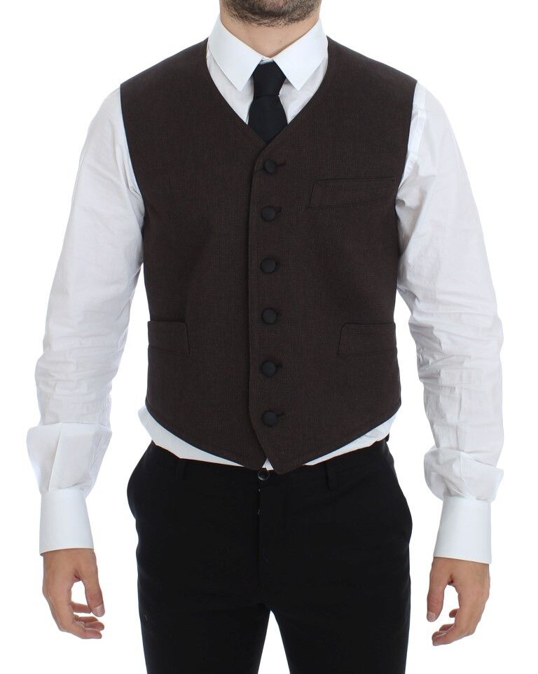 Dolce &amp; Gabbana Elegante braune Weste aus Baumwollmischung