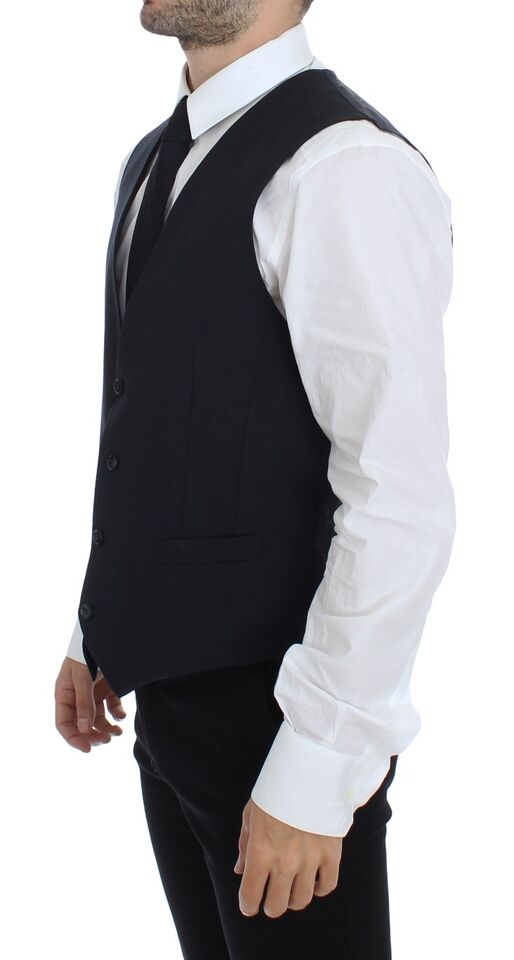 Dolce &amp; Gabbana Elegante blaue Weste aus Baumwollstretch