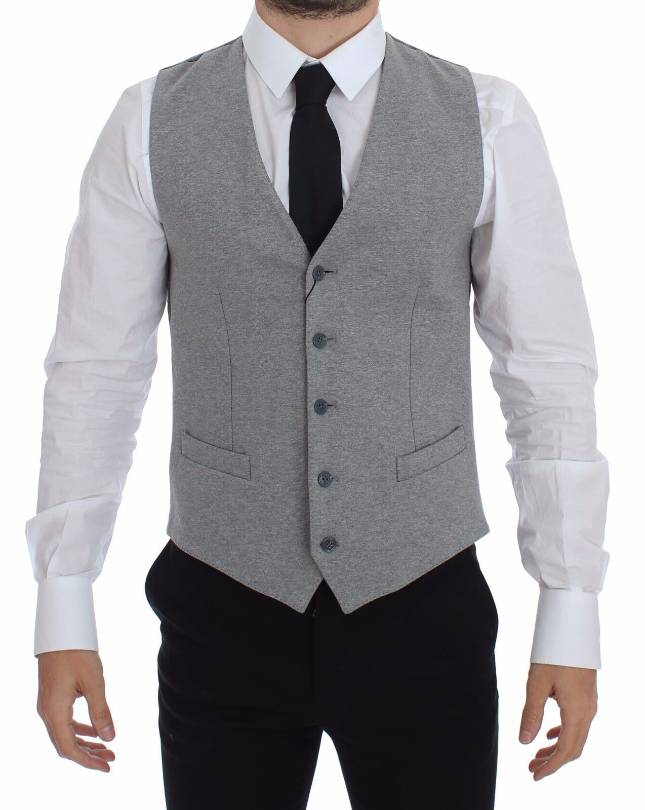 Dolce &amp; Gabbana Elegante graue Weste aus Baumwollstretch