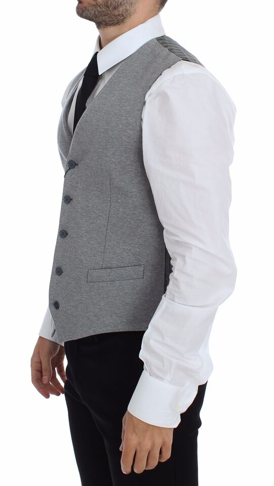 Dolce &amp; Gabbana Elegante graue Weste aus Baumwollstretch