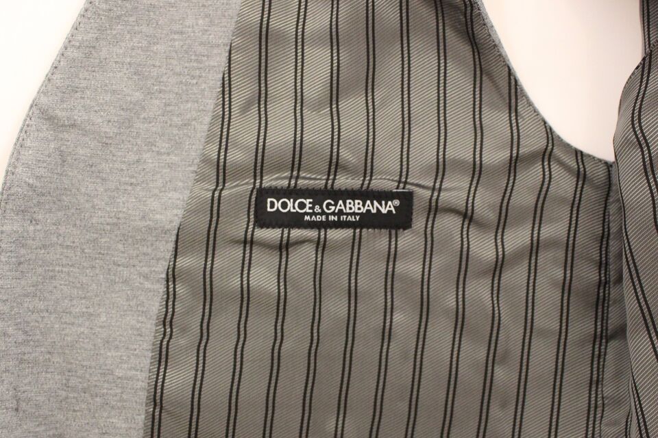 Dolce &amp; Gabbana Elegante graue Weste aus Baumwollstretch
