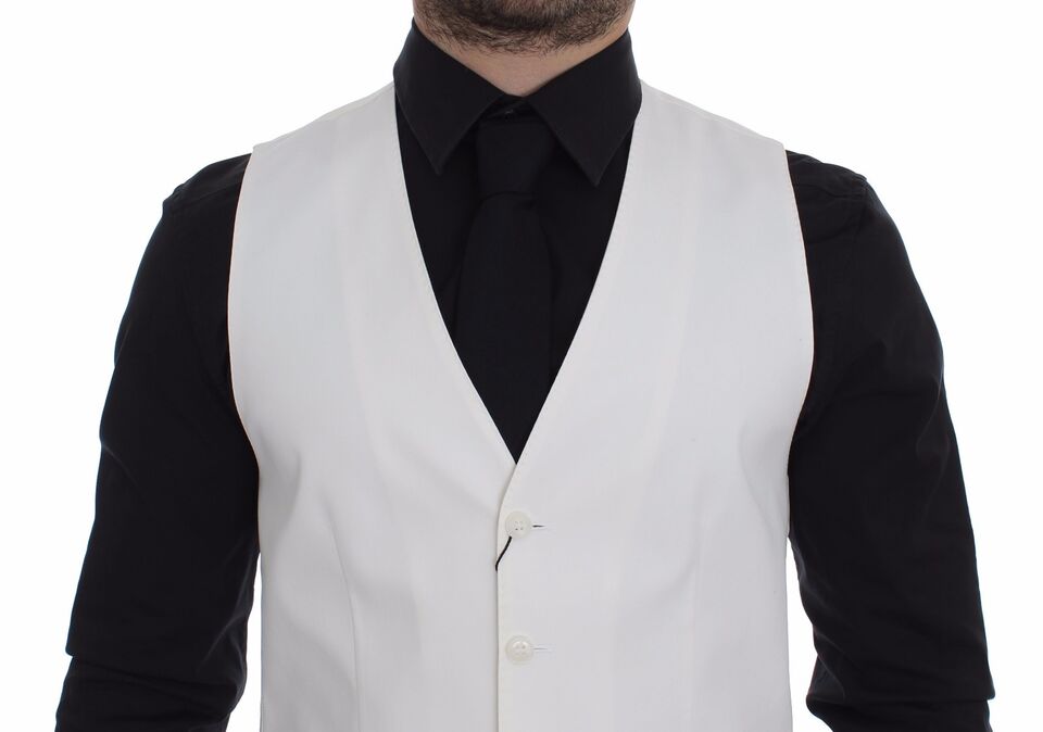 Dolce &amp; Gabbana Elegante weiße Weste aus Baumwolle und Seide