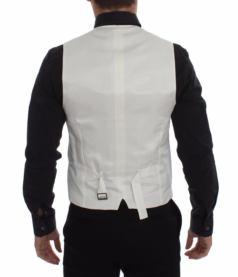 Dolce &amp; Gabbana Elegante weiße Weste aus Baumwolle und Seide