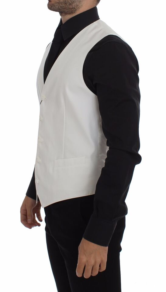 Dolce &amp; Gabbana Elegante weiße Weste aus Baumwolle und Seide