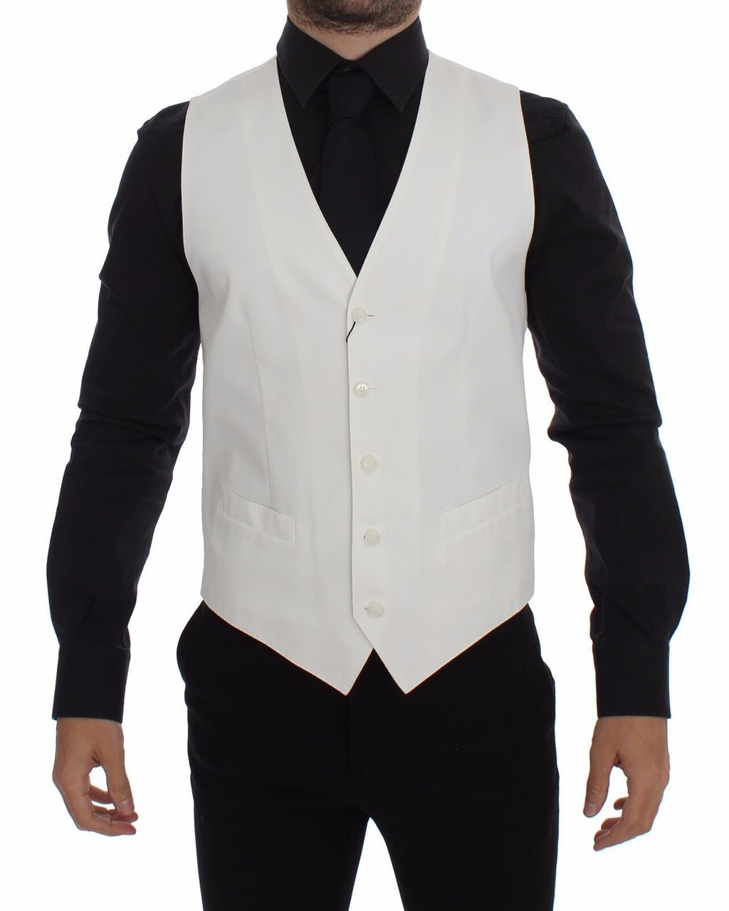 Dolce &amp; Gabbana Elegante weiße Weste aus Baumwolle und Seide