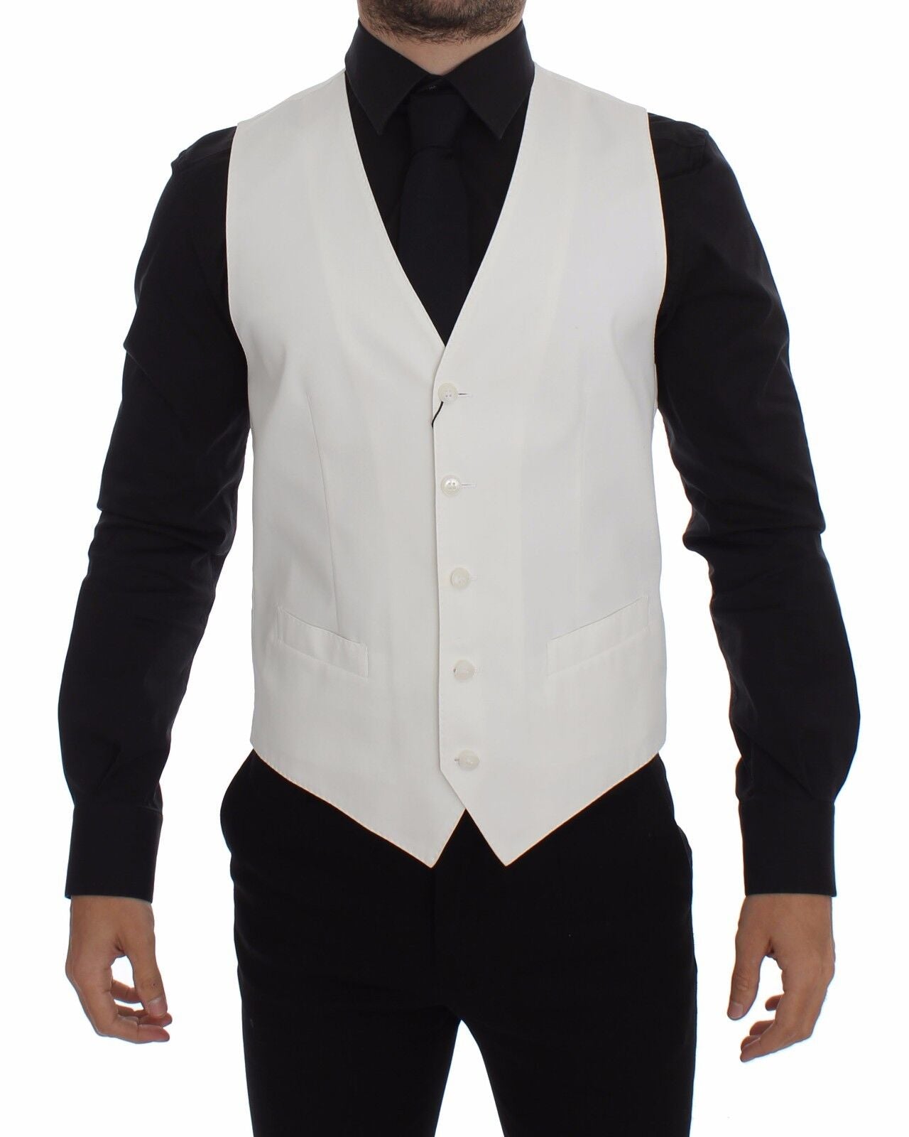 Dolce &amp; Gabbana Elegante weiße Weste aus Baumwolle und Seide