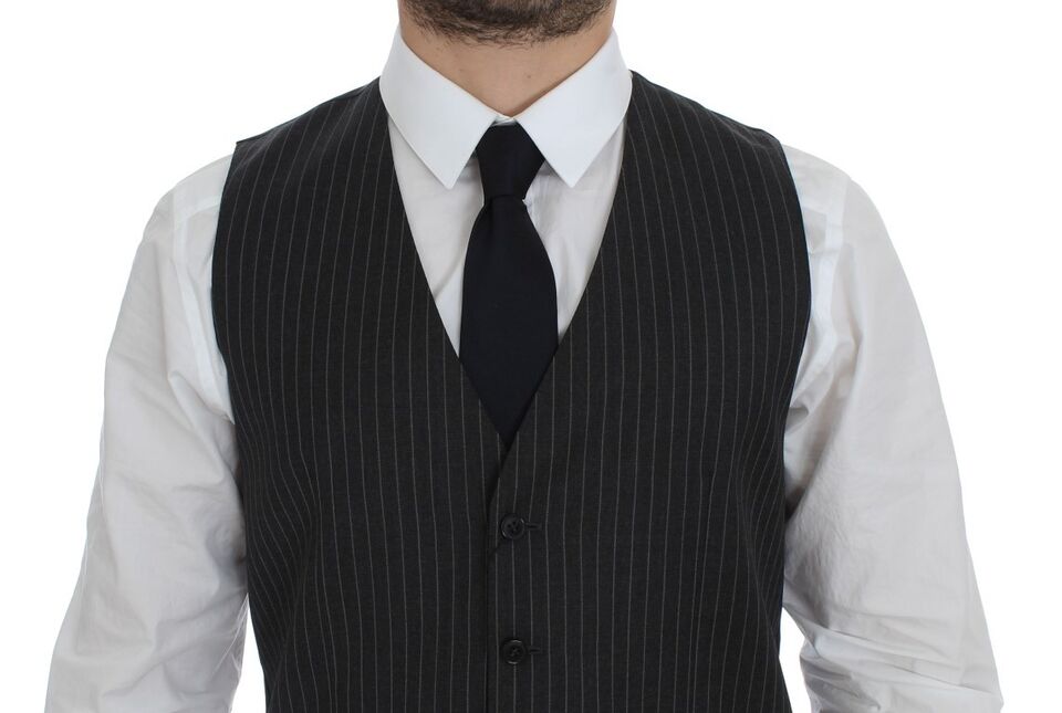 Dolce &amp; Gabbana Elegante grau gestreifte Wollweste