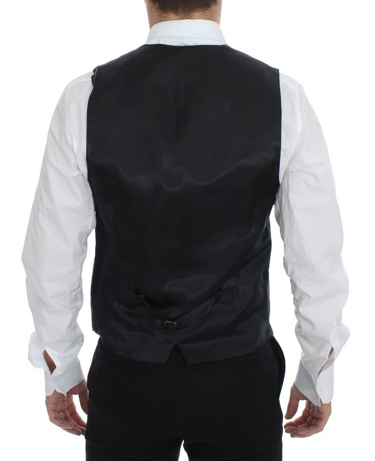 Dolce &amp; Gabbana Elegante grau gestreifte Wollweste