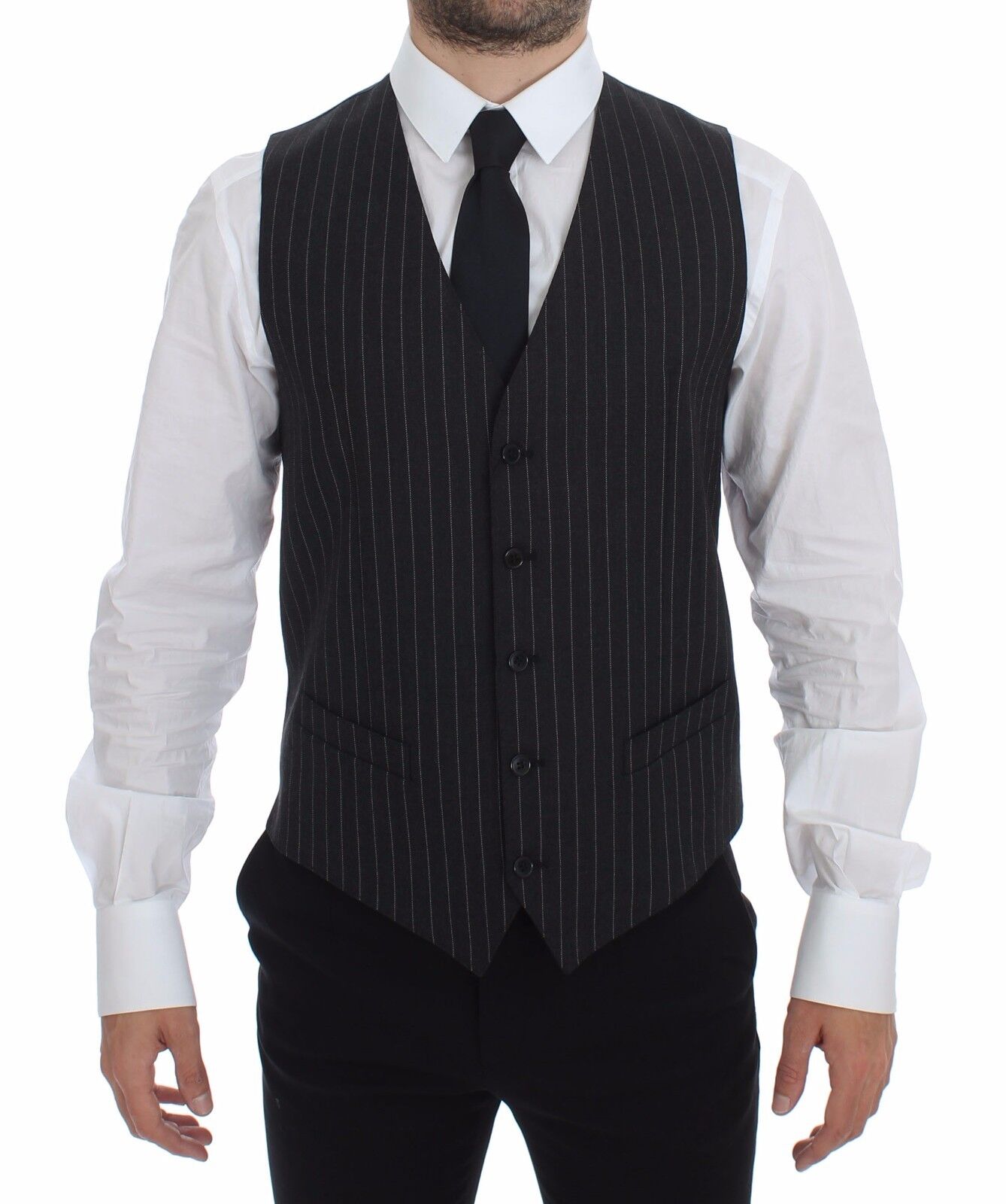Dolce &amp; Gabbana Elegante grau gestreifte Weste