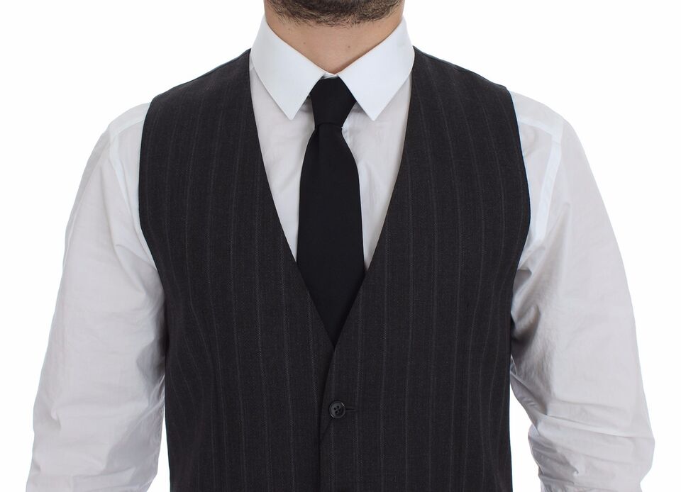 Dolce &amp; Gabbana Elegante gestreifte graue Weste
