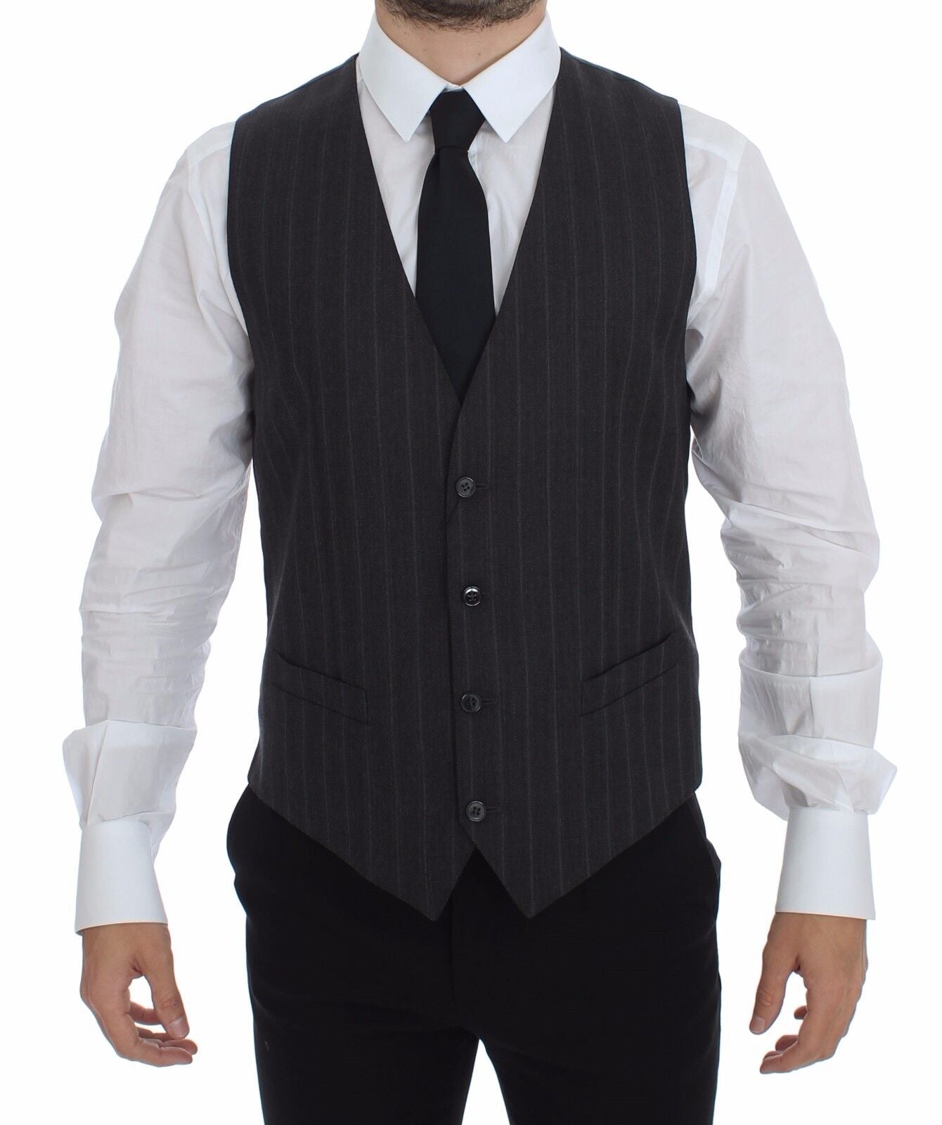 Dolce &amp; Gabbana Elegante gestreifte graue Weste