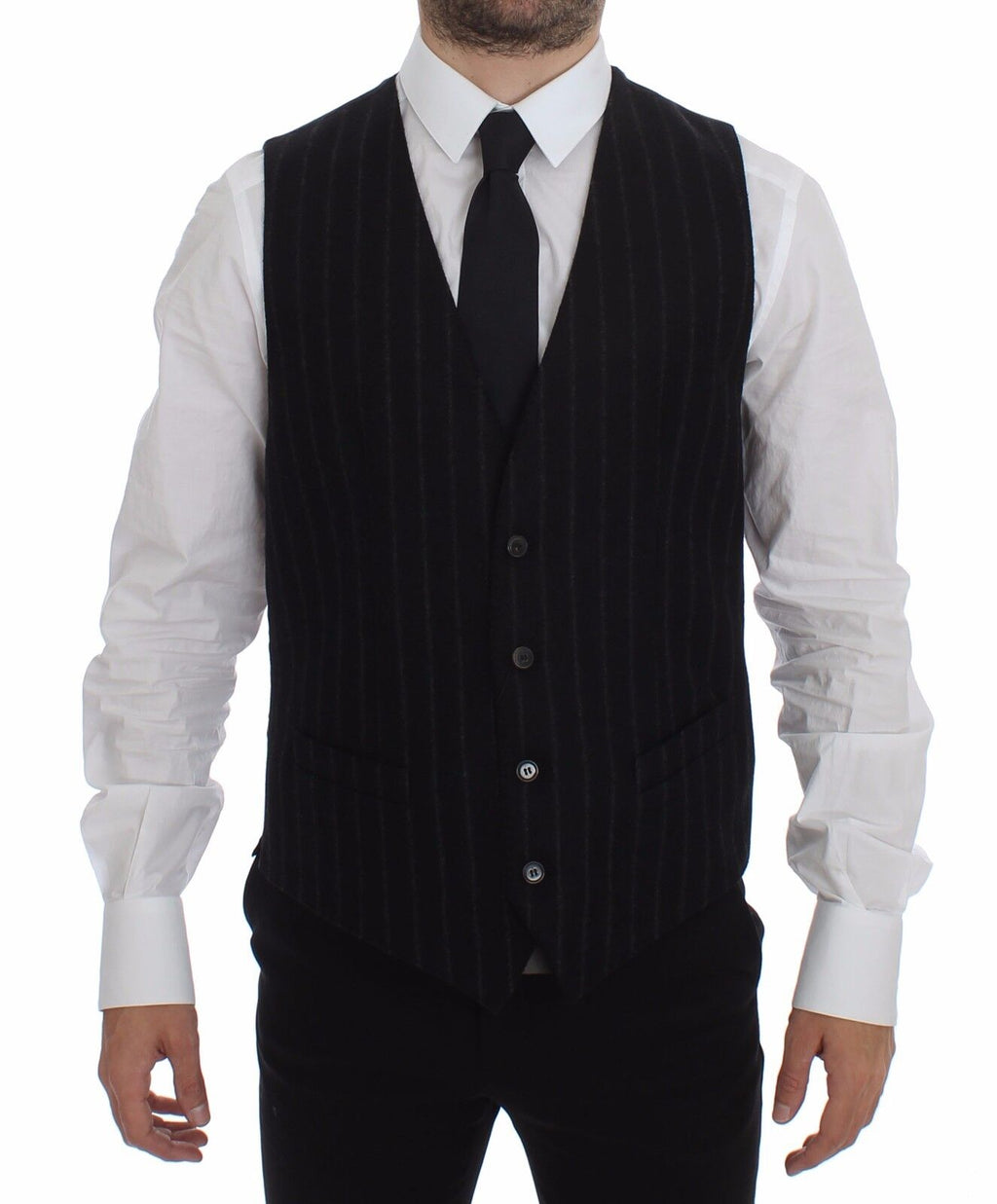Dolce &amp; Gabbana – Elegante, schwarz gestreifte, einreihige Weste