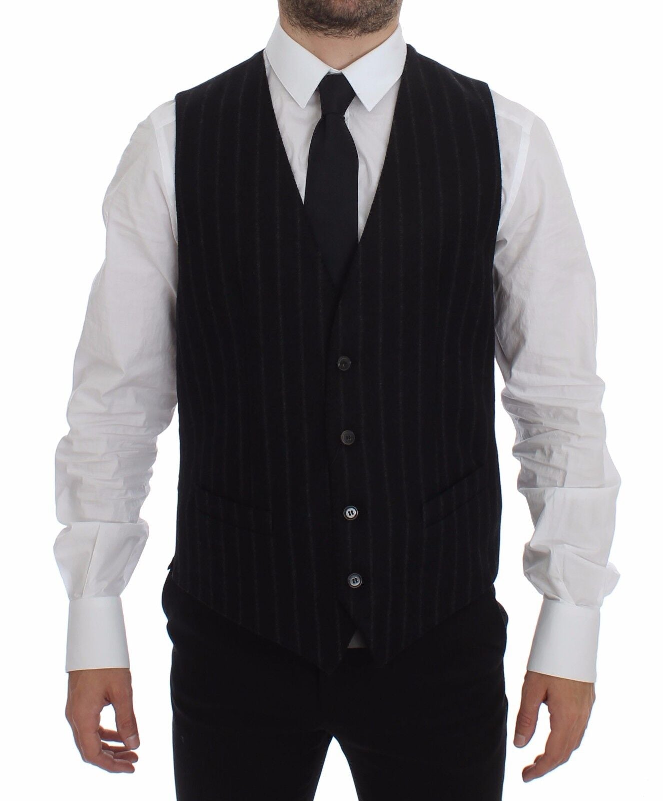Dolce &amp; Gabbana – Elegante, schwarz gestreifte, einreihige Weste