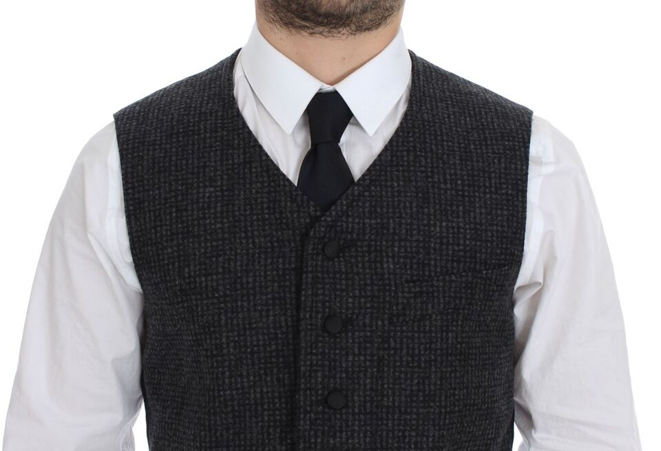Dolce &amp; Gabbana Elegante Weste aus grauer Wollmischung