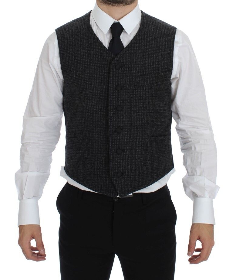 Dolce &amp; Gabbana Elegante Weste aus grauer Wollmischung