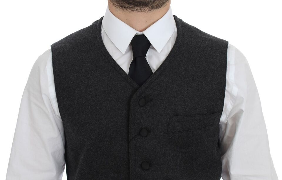 Dolce &amp; Gabbana Elegante Weste aus grauer Wollmischung
