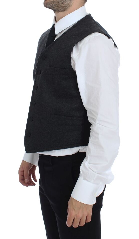 Dolce &amp; Gabbana Elegante Weste aus grauer Wollmischung